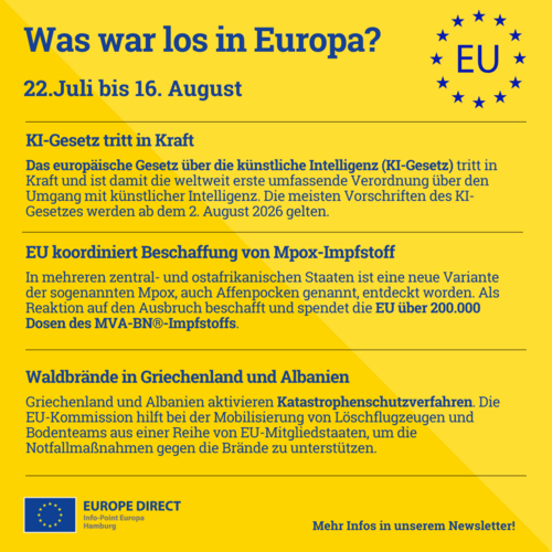 Was war los in Europa? - KI-Gesetz, Mpox-Impfstoff und Walbrandbekämpfung in Griechenland und Albanien