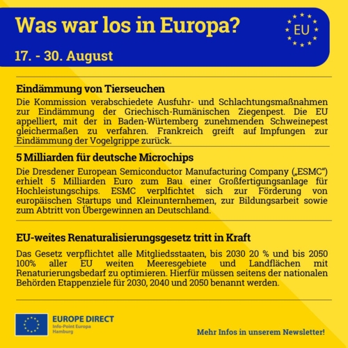 Was war los in Europa? - Eindämmung von Tierseuchen, 5 Milliarden Euro für Hochleistungschips, Renaturalisierungsgesetz